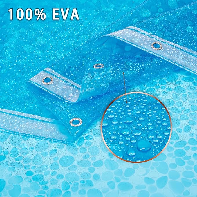 Bostofy Waterproof Shower Curtain Liner 8G EVA Thick Shower Curtain with Heavy Duty 3 Bottom Magnets, Shower Liner for Shower Stall, Bathtubs, 3D Pebble Pattern, 72 x 72,12 Hooks