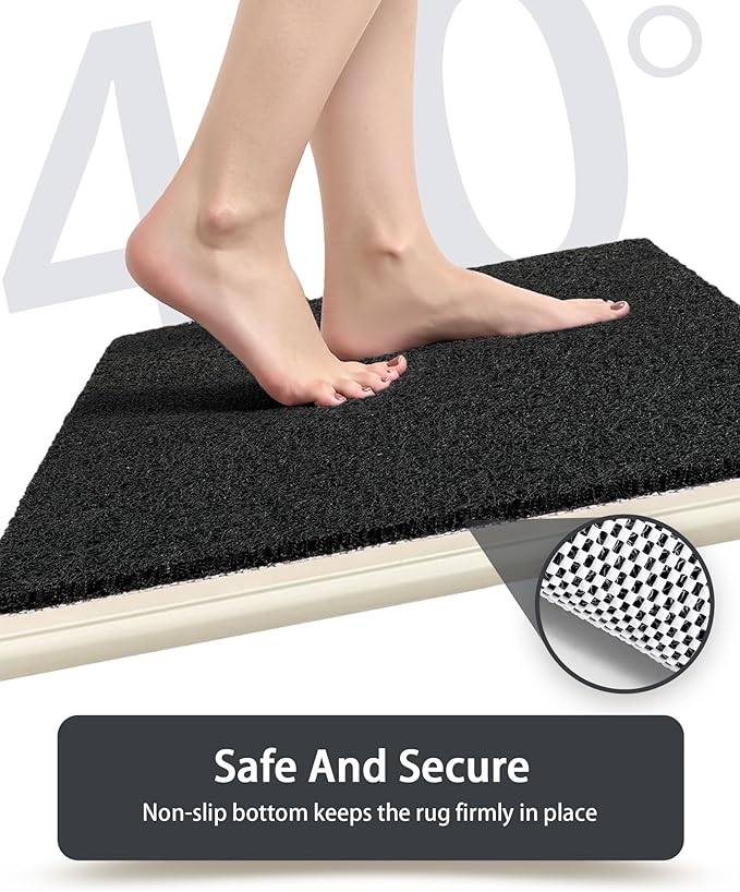 Mecko Loofah Bath Mat for Tub - Quick-Dry Non-Slip Shower Mat, Extra Thick Textured Grip Bathtub Mat for Bathroom and Shower Floor, Indoor/Outdoor Use for Wet Areas (Black, 17"x47")