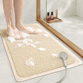 Mecko Non Slip Shower Mats, 17x30 Inch, Anti-Slip Bathtub Mats with Suction Cups for Bathroom, Foot Scrubber Loofah Bath Mats for Shower, Quick Drying Shower Stall Mats for Wet Areas (Beige)
