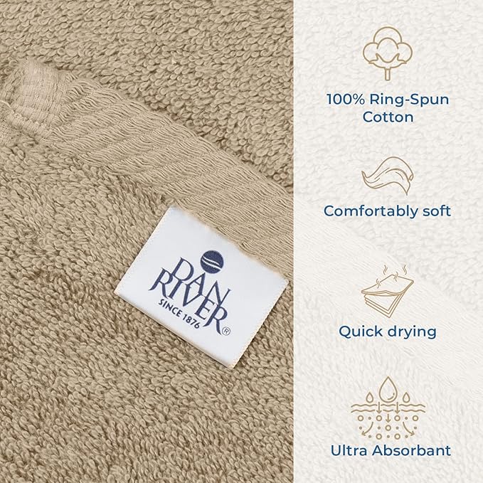 DAN RIVER Pack of 1 Bath Sheet 40x80 Inches, Big Towels Oversized Extra Large Bath Towel, Absorbent Organic Cotton Towel - Tan