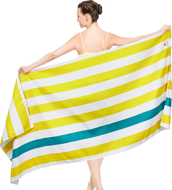 SUN CUBE Microfiber Beach Towel, Quick Dry Sand Free Beach Towel, Lightweight, Compact for Travel Swim Sports Camping, Packable Sand Resistant Towel Adult, Yellow 60x30 Inches