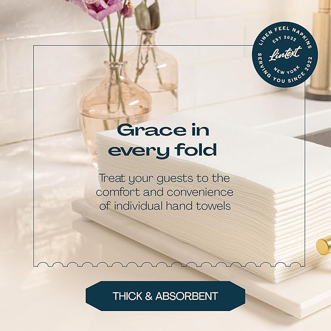Disposable Linen-Feel Guest Hand Towels [MEDIUM SIZE - Pack of 3000] - Disposable Cloth-Like Bathroom Napkins - Soft And Absorbent Paper Napkin For Kitchen, Bathroom, Party, Wedding, Or Event