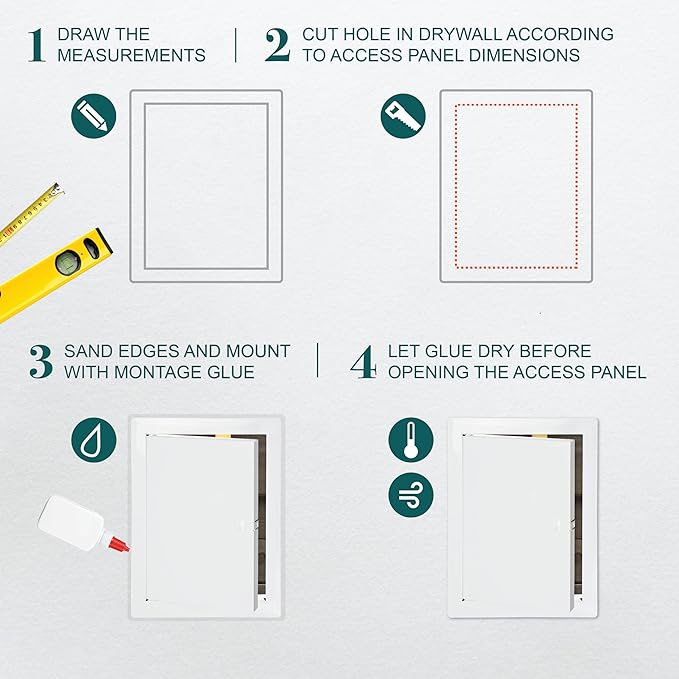 8" x 10" White Metal Access Door. Shaft Door Panel for Plumbing, Electricity, Heating, Alarm. Bathroom Access Hole Cover