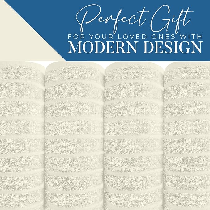 DAN RIVER Pack of 2 Bath Sheet 35x70 Inches, Extra Large Ribbed Quick Dry Bath Towels, Hotel Collection Towels for Adults - Ivory