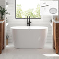 FerdY 47" Bali Acrylic Freestanding Bathtub, Gracefully Shaped Freestanding Soaking Bathtub, cUPC Certified, Toe-Tap Polished Chrome Drain and Minimalist Linear Design Overflow Included