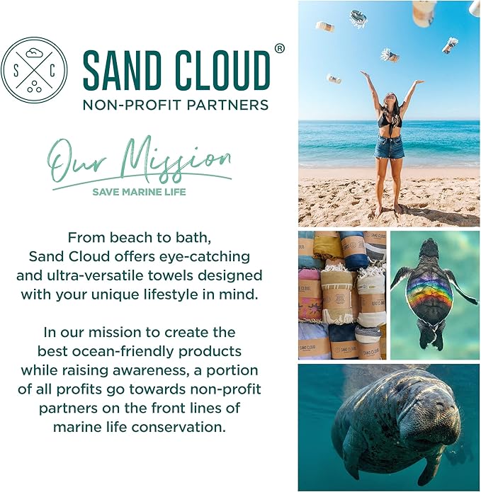 Sand Cloud Turkish Beach Towel - Sand Proof - 100% Certified Organic Turkish Towel - Quick Dry Towel for Beach, Picnic, Blanket or Bath Towel - As Seen on Shark Tank - Gocek (Royal Blue)