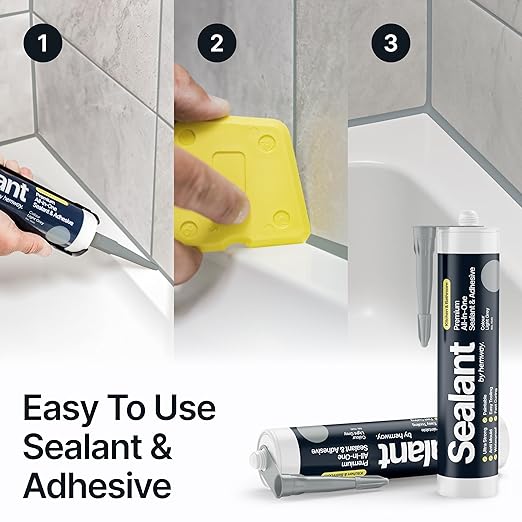 Light Grey Kitchen Bathroom Hybrid Polymer Sealant Adhesive 13.1oz All in One Waterproof Weatherproof Joint Paintable Indoor Outdoor Bath Shower Sink Window Board Door RV Roof Wood Leak - 1 Pack