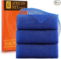 UJFQBH 3 Pieces African Bath Sponge African Net Long Net Bath Sponge Exfoliating Shower Body Scrubber Back Scrubber Skin Smoother,Great for Daily Use (Blue)