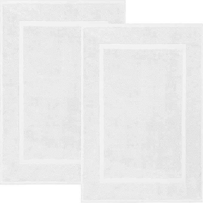 DAN RIVER Classic Cotton Bath Mats Set of 2 – Not a Bathroom Rug, Ultra Soft, Highly Absorbent & Machine Washable Bath Mat Towel for Bathroom Floor Mat – Durable, Quick-Dry, 21x34 Inches, White