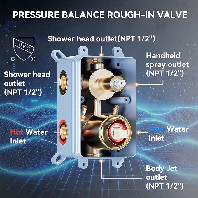 Brushed Gold Shower System with Body Jets, Bostingner 4 Way Shower Faucet Set with 2 in1 Handheld,Ceiling Mount 10 Inch Shower Head with 6 Inch Shower Head,4Pcs Body Jets With Dual Head Shower Set
