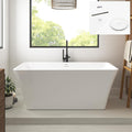 FerdY Sentosa 59" Acrylic Freestanding Bathtub, Contemporary Design Soaking Tub with Polished White Drain and Minimalist Linear Design Overflow, Easy to Install
