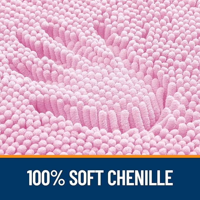 OLANLY Bathroom Rugs 59x20, Extra Soft Absorbent Chenille Bath Rugs, Rubber Backing Quick Dry, Machine Washable Bath Mats for Bathroom Floor, Tub and Shower, Home Decor Accessories, Pink
