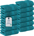 DAN RIVER 12-Pack Premium 100% Cotton Teal Face Towels – Reusable Face Towel Set, Soft & Absorbent Face Cloths for Bathroom & Body – Hand and Face Towels, 550 GSM (12x12 in)