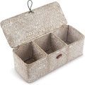 3 Section Seagrass Storage Basket, Handmade Shelf Baskets with Lid for Bathroom/Closet/Livingroom