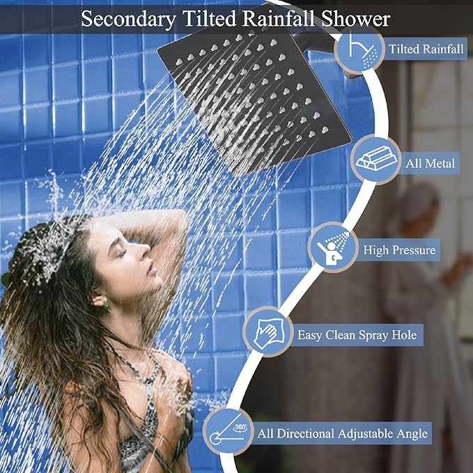 Shower Faucet Set Oil Rubbed Bronze Shower System, Knob Switch Diverter Shower Faucet with High Pressure Handheld Spray, Wall Mount 10 Inch Shower Head with 6 Inch Wall Mount Shower Head