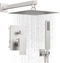 Brushed Nickel Shower System, Shower Faucet Set with 10-Inch Rain Showerhead and Handheld Spray, Wall Mounted High-Pressure Showerhead Combo Set Included Valve and Trim, Brushed Nickel