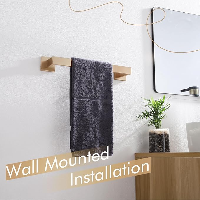 KOKOSIRI 16-Inch Towel Bar for Bathroom Wall Kitchen Towels Holder Wall Mount SUS304 Stainless Steel Towel Rack, Champagne Bronze B4003CPG-L16