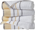 Great Bay Home Decorative Bath Towel Set - Luxury Cotton 4 Pack 54x27 Bath Towel Set - Luxurious, Ultra-Soft, Durable Towels for Bathroom Decor (Gold/Grey)