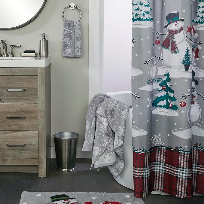 SKL Home Winter/Christmas Scattered Snowflakes Hand Towel 2pc Set for Bath/Kitchen/Bar & Gift, Gray