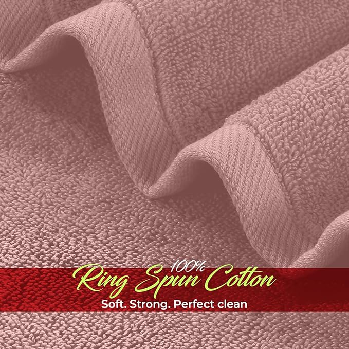 RIVERSIDE 12 Pack Washcloths - 12x12 Inches, 400 GSM, 100% Ring-Spun Cotton - Soft, Absorbent & Durable Face and Body Towels - for Bathroom, Spa, Gym, Makeup Removal & Everyday Use - Dusty Rose