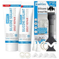 8Oz Clear Waterproof Caulk & Seal Silicone Sealant, Wadities Tile Grout Repair Kit with Grout Remove Scraper, Shrink & Crack Proof for Bathroom, Shower, Kitchen, Floor (4Oz, Pack of 2)