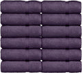 Luxury Hotel & Spa Collection Highly Absorbent, 100% Turkish Cotton 700 GSM, Eco Friendly Towel, for Bathroom, Gym and Kitchen Dobby Border Soft Towel Set (Plum, Wash Cloths - Set of 12)