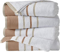 Great Bay Home Decorative Bath Towel Set - Luxury Cotton 4 Pack 54x27 Bath Towel Set - Luxurious, Ultra-Soft, Durable Towels for Bathroom Decor (Dusty Rose/Cappuccino)