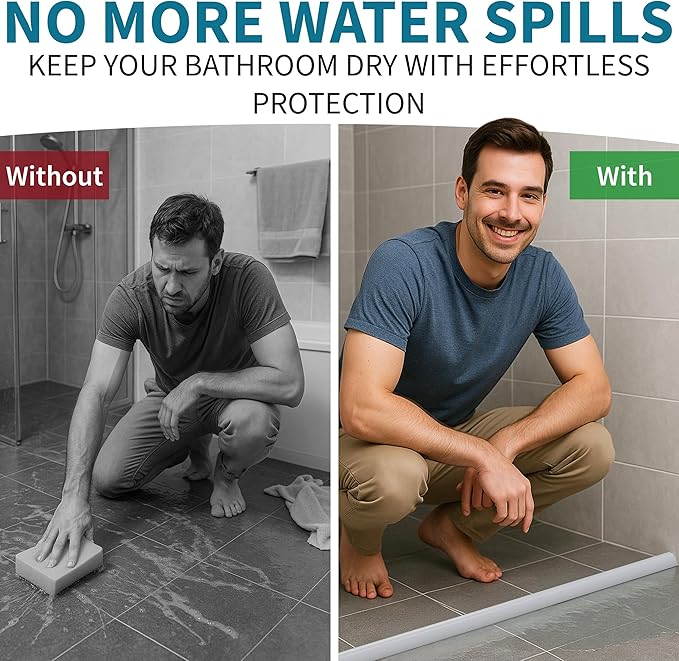 Premium 39 Inch Shower Water Guard & Door Seal Strip – Walk-in Bath Screen Splash Protector – Bottom Sweep for Glass Threshold – Flexible Barrier to Keep Liquid Inside Tub