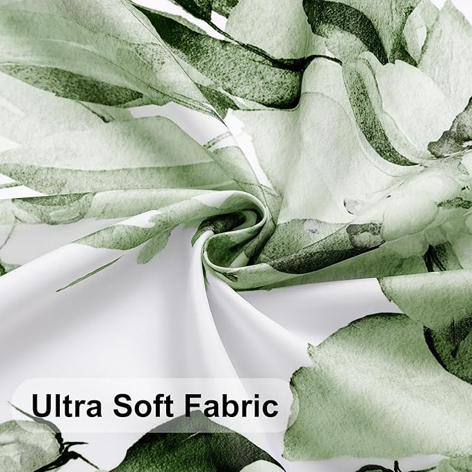 Colorful Star Olive Green Eucalyptus Waterproof Shower Curtain Set with Hooks, Minimalist Watercolor Floral Print Bathroom Décor, Plant Leaves Washable Fabric Shower Curtain, 72 x 72 Inch