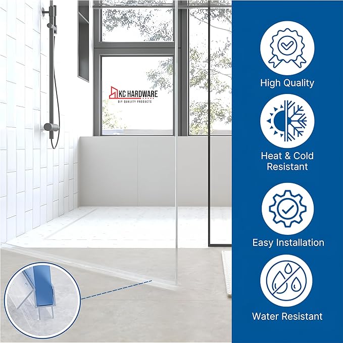 Frameless Shower Door Bottom Seal Strip for 3/8 in Glass- 95 in Length, Clear