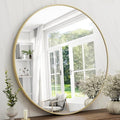 32 Inch Round Bathroom Mirror - Black Wall Mounted Circle Mirror with Metal Frame, Modern Round Hanging Mirror Suitable for Bathroom, Vanity, Entryway, Living Room