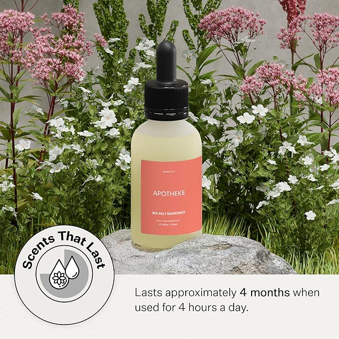 Apotheke Scent Tower Aromatherapy Diffuser Fragrance Refill, Sea Salt Grapefruit (120 ml) - Long-Lasting Perfume-Grade Essential Oil for Clean & Fresh Home, Office, Hotel & Large Rooms