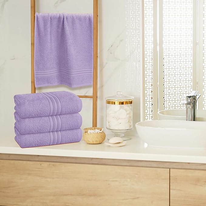 BOUTIQUO Ultra Soft Cotton 6 -Piece Hand Towel Set 16x24 Inch, Ideal for use in Bathroom, Kitchen, Gym, Spa & General Cleaning, Compact & Lightweight Multi Purpose Hand Towels - Purple