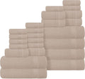 Belizzi Home 100% Cotton Towel Set, Contains 6 Soft Bath Towel, 6 Hand Towels, 12 Wash Cloths - Compact Absorbent Lightweight & Quickdry Towels for Bathroom - 24 Piece Bathroom Towel Set - Tan