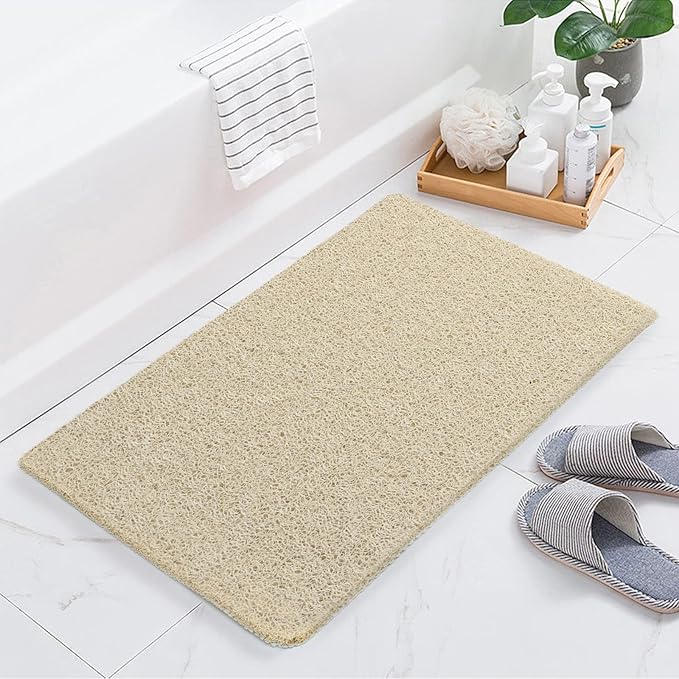 Joyhalo Bathtub Mat Non Slip, Bath Mat for Tub, Shower Mats for Inside Shower, 17x24 Inch, PVC Loofah Bathroom Mats for Wet Areas, Quick Drying, Beige