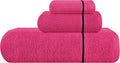 MyOwn Ultra Soft 3 Pack Cotton Towel Set, Contains a Bath Towel 28x55 inch, a Hand Towel 16x24 inch & Wash Coth 12x12 inch, Ideal Everyday use, Compact & Lightweight - Hot Pink