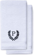 Decorative and Monogrammed Hand Towels for Bathroom Kitchen Makeup | Personalized Gift for Wedding-Bridal | Roman Font Custom Luxury Turkish Towel | Spa Collection, Oversized, 16 X 30 Inch, Set of 2