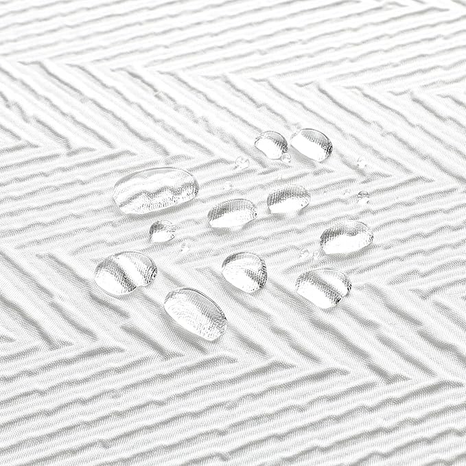 Gibelle Extra Long Shower Curtain 72 x 84, Tall 3D Embossed Textured White Fabric Shower Curtain, Modern Farmhouse Herringbone Decorative Bathroom Curtains Shower Set with Hooks