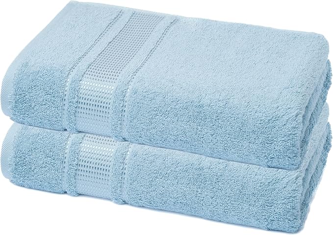 Melissa Linen, 2 Piece, Ocean Blue Bath Towels, 100% Turkish Cotton Bath Towels for Bathroom, Absorbent, Quick Dry, Durable and Soft Shower Towel, 28 in x 55 in, Spa and Hotel Quality