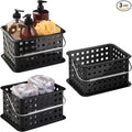 iDesign Stackable Shower Basket with Handle for Dorm or Bathroom - Set of 3 - Black - Made in USA