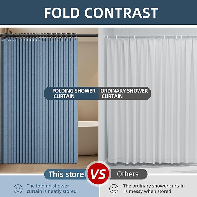 Bathroom Magnetic Folding Shower Curtain, Accordion-Style Shower Curtain, Suitable for Shower Rooms, bathtubs, Hotels or Apartments (Blue, W:70*H79.5Inch)
