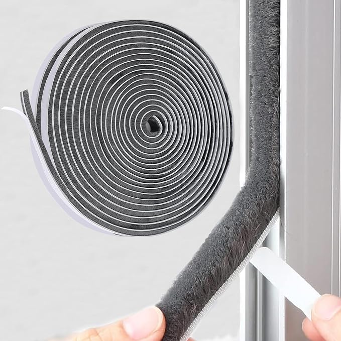 33.3FT Self-Adhesive Weather Stripping Seal for Door Frames and Sliding Windows, Weatherstripping for Soundproofing, Dustproof, Window Insulation for Winter, 0.35'' Wide x 0.9'' Thick, Grey