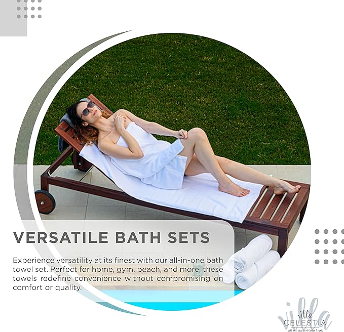 100% Cotton Bath Towel Set of 24-6 Bath Towels, 6 Hand Towels, 12 Wash Cloths, Sustainable, Soft, Highly Absorbent, Combed Cotton 24 Piece Set for Hotels, Spa, Bathroom, Dorm, White
