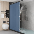 Bathroom Magnetic Folding Shower Curtain, Accordion-Style Shower Curtain, Suitable for Shower Rooms, bathtubs, Hotels or Apartments (Blue, W:70*H79.5Inch)