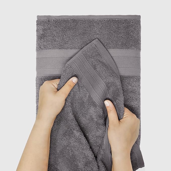TRIDENT Soft & Plush Luxury Towel Set, 100% Cotton, 2 Bath Towels 2 Hand Towels 2 Washcloths Highly Absorbent Towels for Bathroom, 6 Pieces Charcoaly Grey Towel Sets