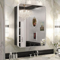Keonjinn 20 x 26 Inch Chrome Recessed Medicine Cabinets, Mirrored Bathroom Medicine Cabinet, Elegant Silver Stainless Steel Framed, Adjustable Shelves, in Wall or Surface Mount, Soft Closing, Modern