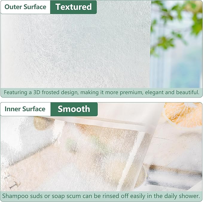 Waterproof Frosted Stall Shower Curtain Liner Long 54 x 78 Inch, Bpa-Free EVA Shower Liner with 3 Extra-Large Magnets, 54''W Plastic Bathroom Privacy Curtain Translucent