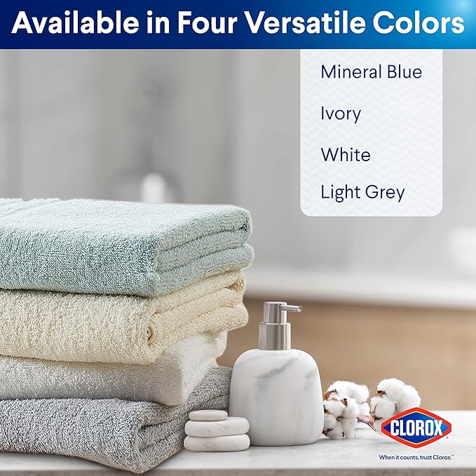 Clorox Bleach Friendly Towel Set, Quick Dry 100% Cotton Highly Absorbent Lightweight, 2 Bath, 2 Hand, 2 Washcloth Towels Ideal for Everyday Use (6 Pack, White)