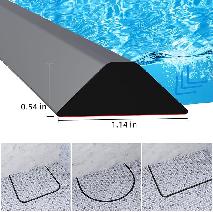 Duzzy 118 Inch Collapsible Shower Water Dam, Shower Threshold Water Stopper Barrier and Retention System and Keeps Water Inside Threshold Dry and Wet Separation, Suitable for Bathroom & Kitchen