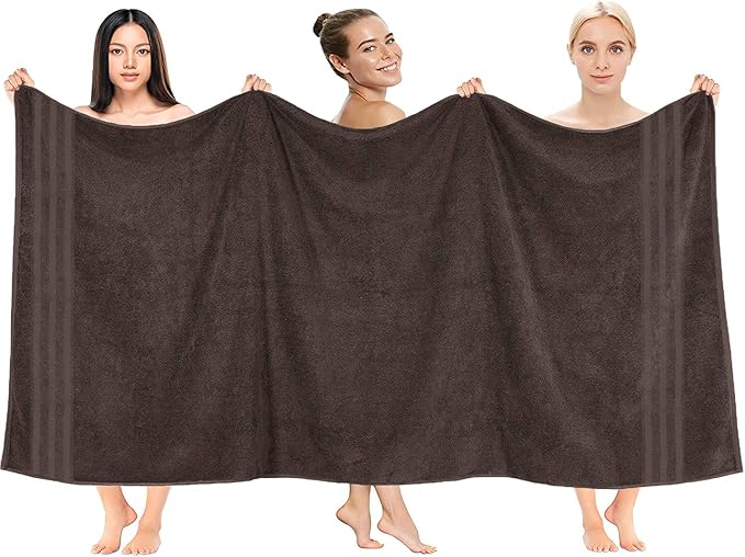 DAN RIVER 2 Pack Luxury Bath Sheets 35x70, 600 GSM, Soft & Quick Dry 100% Ring Spun Cotton Towels Ideal for Hotels, Spas, Gyms & Salons Extra Large, Brown